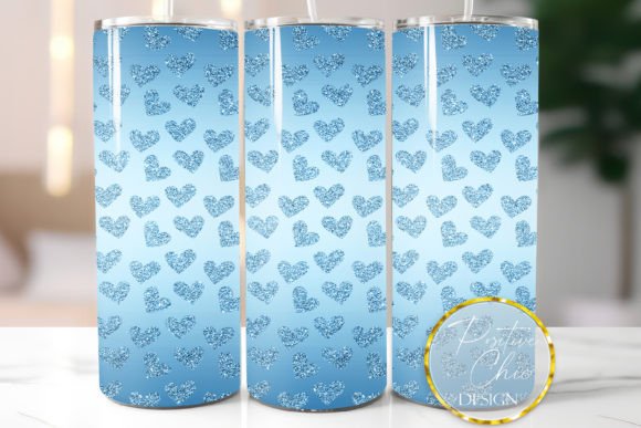 BLue Tumbler Wrap Glitter Hearts PNG Review