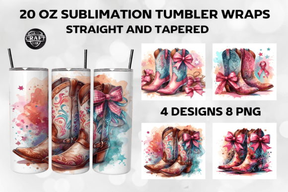 Cowgirl Boots Bow Coquette Tumbler Wrap