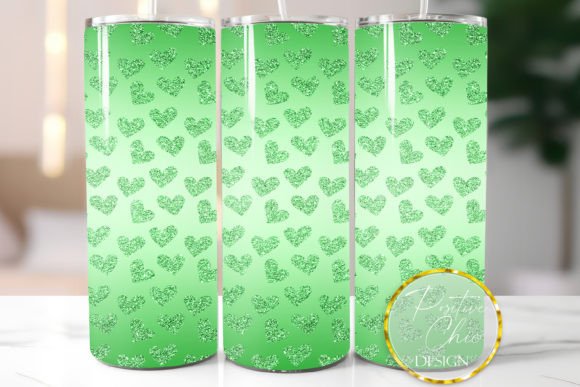 Green Glitter Hearts Tumbler Wrap Design Review