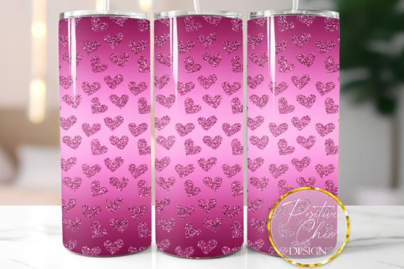 Hot Pink Tumbler Wrap Glitter Hearts PNG Review