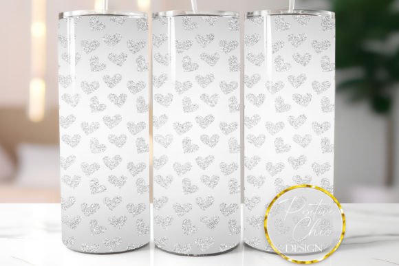 White Glitter Hearts Tumbler Wrap Design Review